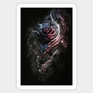 Patriotic Rose American Flag Art Sticker